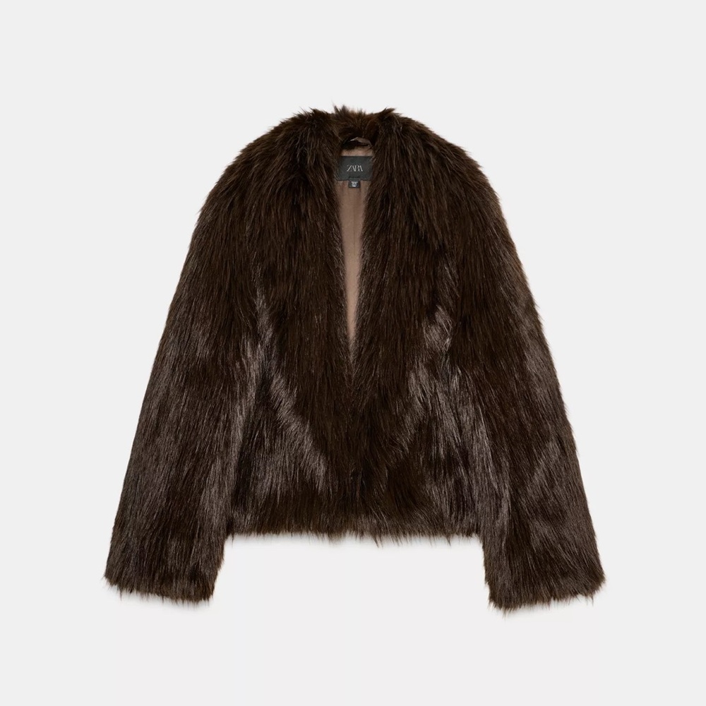 Zara Women's Dark Brown Teddy Jacket
